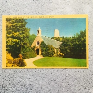 Postal de iglesia de colección Wee Kirk of the Heather Glendale California usada 1943 - Imagen 1 de 9