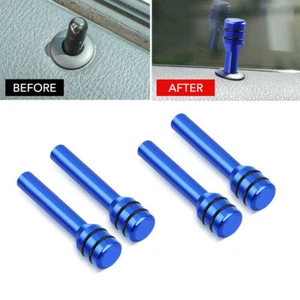 4X Aluminum Car Interior Door Lock Knob Pins for Car Truck Auto Accessories Blue - Picture 1 of 13