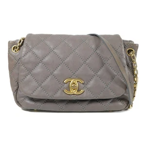CHANEL CC GHW Shoulder Bag Calfskin Leather Gray - Picture 1 of 14