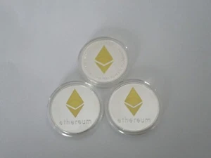 3X Silver/gold plated ETH Ethereum cryptocurrency collectors commemorative coins - Picture 1 of 4
