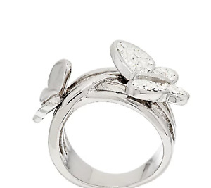 Stainless Steel Crystal Butterfly Ring, Size 5 