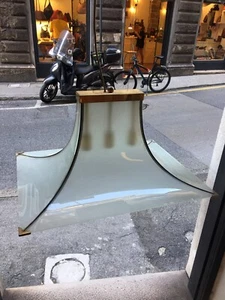 Lamp 50s Glasses Curved Satin Brass Italian Design Curved Glass Chandellier - Picture 1 of 12