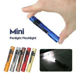 Portable Mini LED Pen Flashlight with Clip AAA Battery Outdoor Camping Torch - Imagen 1 de 15