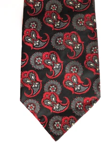 Paisley M&S tie vintage 1970s St Michael made in the UK black red and grey - Picture 1 of 4