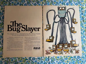 Vintage 1969 RCA Computers Print Ad -“The Bug Slayer” 2 Page Ad - Picture 1 of 9