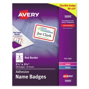 Avery 5095 3.38" x 2.33" Flexible Adhesive Name Badge Labels (50/BX) New - Picture 1 of 7