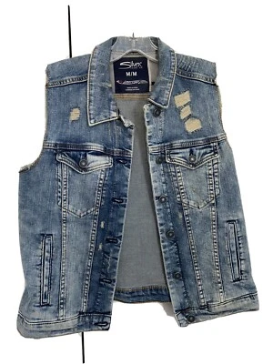 Chaleco vaquero plateado para mujer desgastado con flecos nuevo sin etiquetas talla mediana  Foto 1 de 4