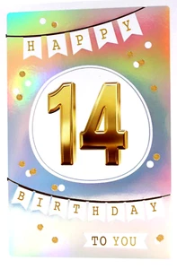 Kurt Eulzer 14 Jahre Geburtstag schimmernde Karte Gruß- Glückwunschkarte Kinder - Bild 1 von 6