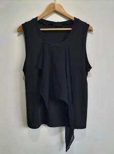 Womens Sleeveless Top Size XL Extra Large Black AUS Made Silk Contrast - Picture 1 of 6
