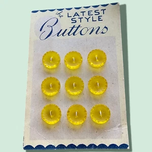 Botones Vintage - 9 Vidrio Amarillo Esmerilado 2 Agujeros Espalda Redonda - Checoslovaquia - Imagen 1 de 5