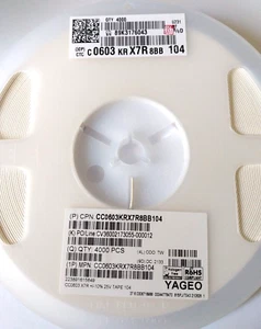 4000 tapas de cerámica CC0603KRX7R8BB104 0,1 μF 25V X7R ±10% - Imagen 1 de 1