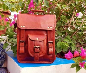 Leather Vintage Bag Goat Genuine Messenger Shoulder Satchel Brown Crossbody Real - Picture 1 of 6