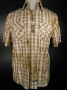 Beautiful Men's Large English Laundry Brown Plaid Short Sleeve Button Shirt - Picture 1 of 5