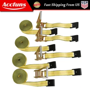Flat Hook Ratchet Straps-Tie Down Straps Heavy Duty-2 Inch x27 Feet-Weather NEW - Picture 1 of 12