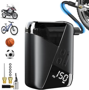 Electric Bike Tire Pump, Max 150 PSI, Rechargeable 3000Mah, Portable Mini Air... - Picture 1 of 12
