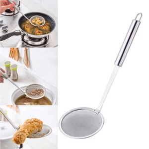 Skimmer Spoon Stainless Steel Straining Fine Mesh Strainer Oil Filter Kitchen - Picture 1 of 10
