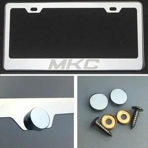 MKC Laser Engraved Polish Stainless Steel License Plate Frame Chrome Screw Cap - Imagen 1 de 12