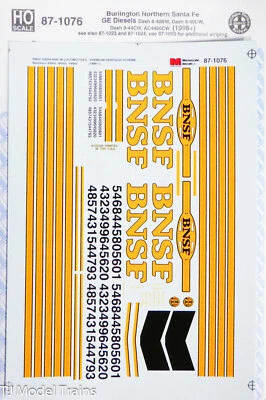 Calcomanía a microescala HO #87-1076 Burlington Northern Santa Fe (BNSF) GE diésel Foto 1 de 2