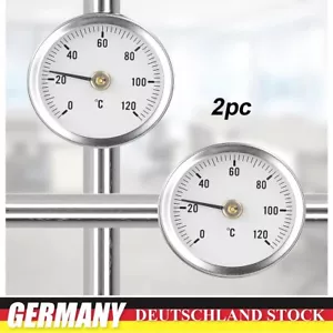 2x Wika Bimetall Anlegethermometer Ø 63mm 120°C Feder Rohr-Thermometer Heizung - Bild 1 von 11