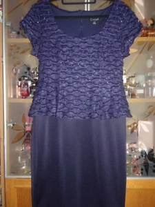 Connected Apparel. NEW. Gorgeous Zipped Dress with Lace Shiny Top. UK 14/US 10. - Picture 1 of 23