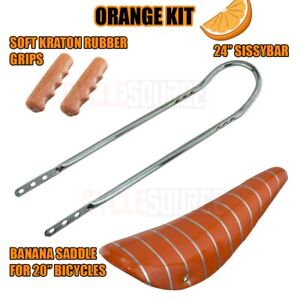 20" ORANGE SPARKLE Stingray Krate Bicycle BANANA SEAT SISSY BAR Grips Included