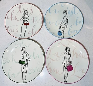 Rosanna French Ladies 1950’s Couture Dessert Salad Plates Set Of 4 - Picture 1 of 13