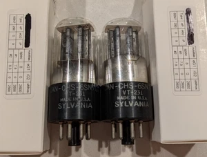 VT-231 Sylvania JAN-CHS-6SN7GT NOS-Test Coppia Tubi Abbinati Amplitrex Test Set #2 - Foto 1 di 8