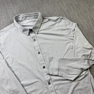 Rhone Commuter Shirt Mens XL Slim Fit Grey/White Thin Stripe Button Down Shirt - Picture 1 of 9