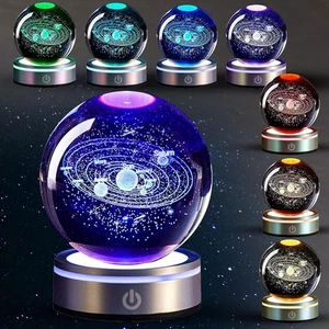 Mond Kristallkugel 3D Planet Galaxie Lampe USB Nachtlicht Nachttisch Geschenke - Bild 1 von 12