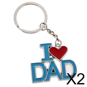 2X Modern I Love Parent Pendant Alloy Keychain Decor Decor Blue - Picture 1 of 11