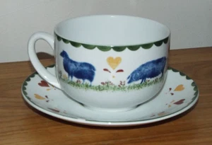 Wood & Sons Jacks Farm Large 12cm diameter Breakfast Cup & 18.5cm diam Saucer - Picture 1 of 5