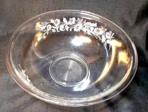 Vintage PYREX Clear Glass White Lace Colonial Mist 11" Nesting Bowl #326 4qt USA - Picture 1 of 6