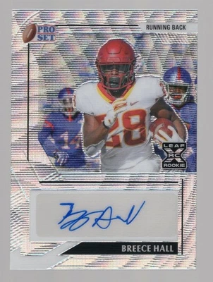 BREECE HALL 2022 LEAF PRO SET METAL WAVE PRIZM RC AUTO #13/40 **NEW YORK JETS** - Image 1 of 2