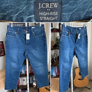 J Crew Damen High Rise Straight Premium blau Jeans Knopfleiste Größe 30P neu mit Etikett $ 148 - Bild 1 von 11