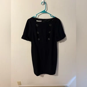 Evan Picone Black Double-Breasted Mini Dress Size 10 - Picture 1 of 4