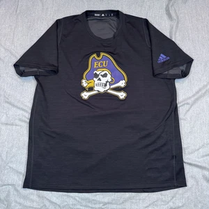 East Carolina Pirates Shirt Uomo XL ECU Nero NCAA Calcio Adidas Climalite Tee - Foto 1 di 12