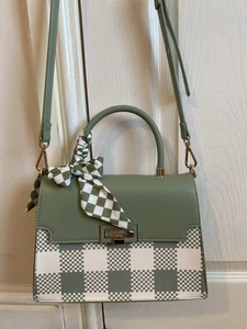Bessie Mint Green Check Bow Details Shoulder Crossbody Bag New without tags - Picture 1 of 18