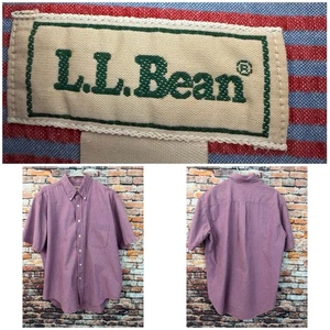 Vintage L.L. Bean Made in USA Seersucker Red Short Sleeve Shirt Regular Large - Picture 1 of 10