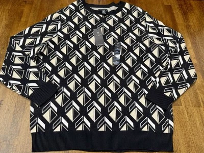 NUEVO CON ETIQUETAS SHAQ Shaquille O'Neal Suéter Hombres 2XL Marrón Negro Geo Patrón Pullover NUEVO Foto 1 de 2