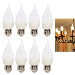 8Pc Turn Tip Light Bulbs Frosted 40W LED E26 Medium Base Lamp Flame Chandelier - Picture 1 of 1