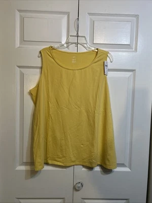 Camiseta sin mangas tejida elástica mezcla J. Jill Pima talla XL limón J.Jill nueva con etiquetas Foto 1 de 4
