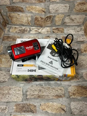 Vivitar DVR 548HD Digital Camcorder – Red, 8.1MP, Boxed with Cables & SD Card - Image 1 of 4