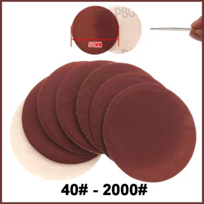 Discos de lijado húmedos y secos de 50 mm almohadillas de gancho y bucle de papel de lija de 2 pulgadas grano 40-2000 Foto 1 de 4