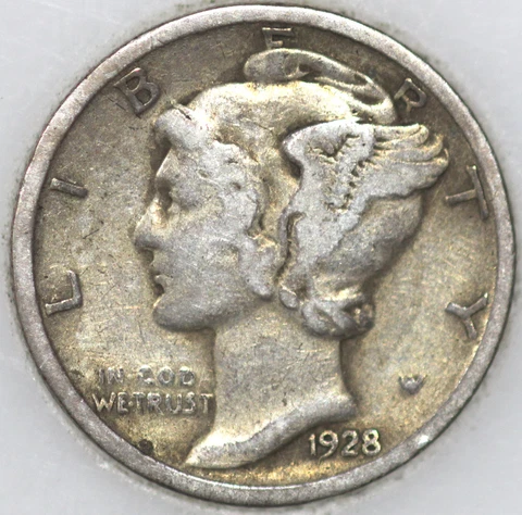 * 1928-D Mercury Dime 90% Silver, Popular Collector Coin As Shown Cover