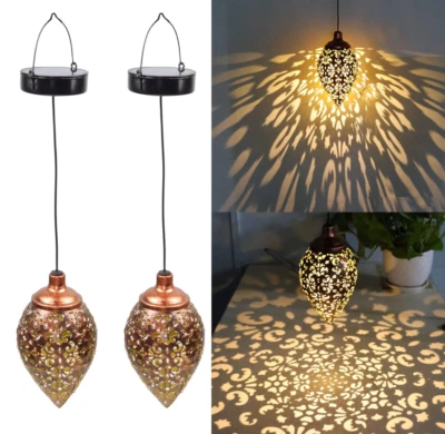 Lámpara de araña colgante lágrima jardín energía solar impermeable 2 piezas LNEO058 Foto 1 de 4