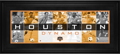 Houston Dynamo Framed 10" x 30" Player Panoramic Collage Cover