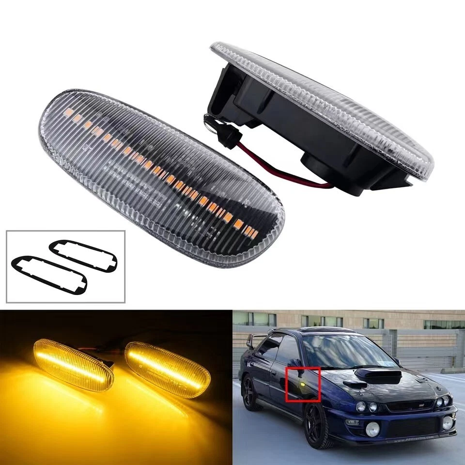 Clear Dynamic LED Side Marker Turn Lights 1993-2001 For Subaru Impreza GC GM GF - Image 1 of 4