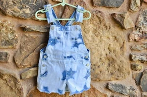 Jordache Girls XS (4/5) Tie Dye Cutoff Shorts Overalls Jean Denim Cute - Picture 1 of 3