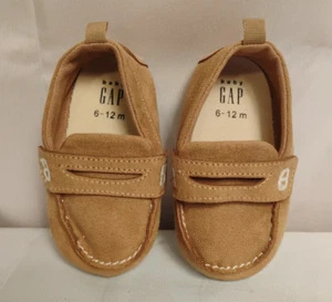 Baby GAP 6-12m Tan Khaki Suede Infant Penny Loafers Loafer Slip On Shoes EUC - Picture 1 of 9