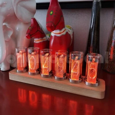 D'ESIGN Amber V2.0 4 or 6 Digit Clock Pseudo Glow Tube Clock Digital Alarm Clock - Image 1 of 4